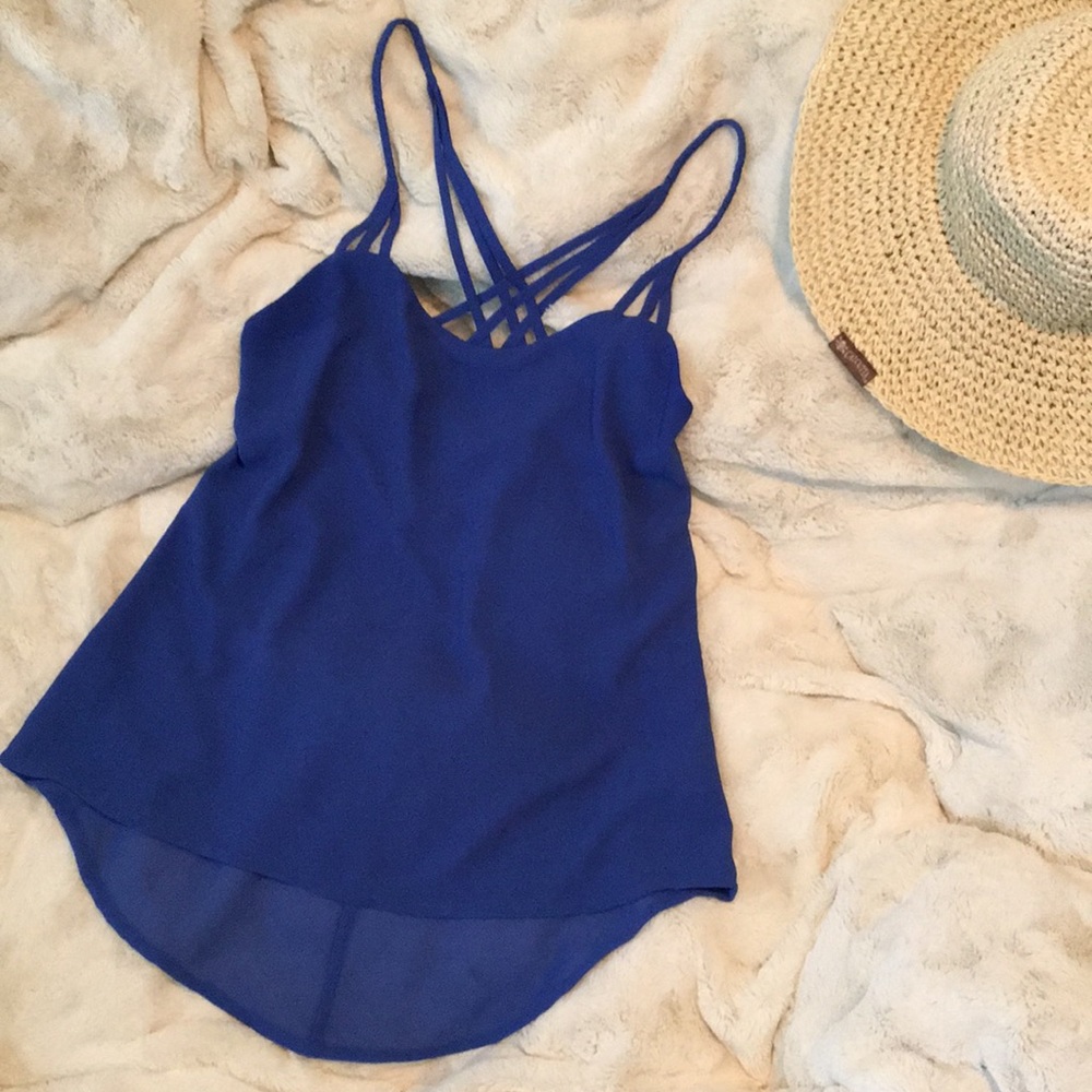 Royal blue strappy dressy tank